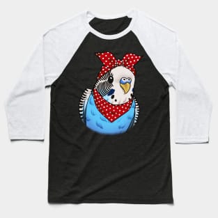 Adorable Budgie Mom with a Pop of Red Polka: A Stylish Avian Delight Baseball T-Shirt